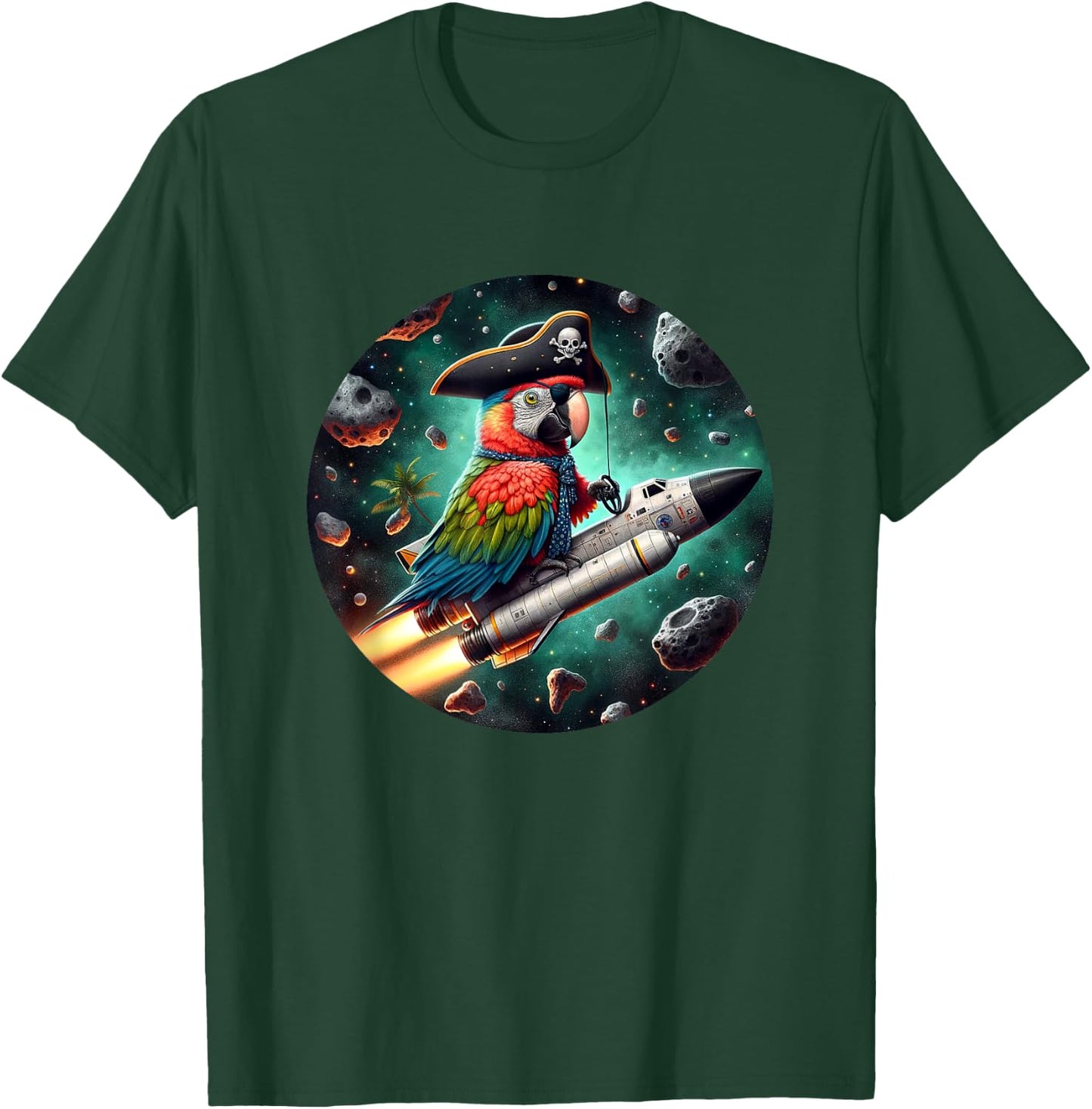 Funny Pirate Parrot in Space T-Shirt - T-Shirt | Forest