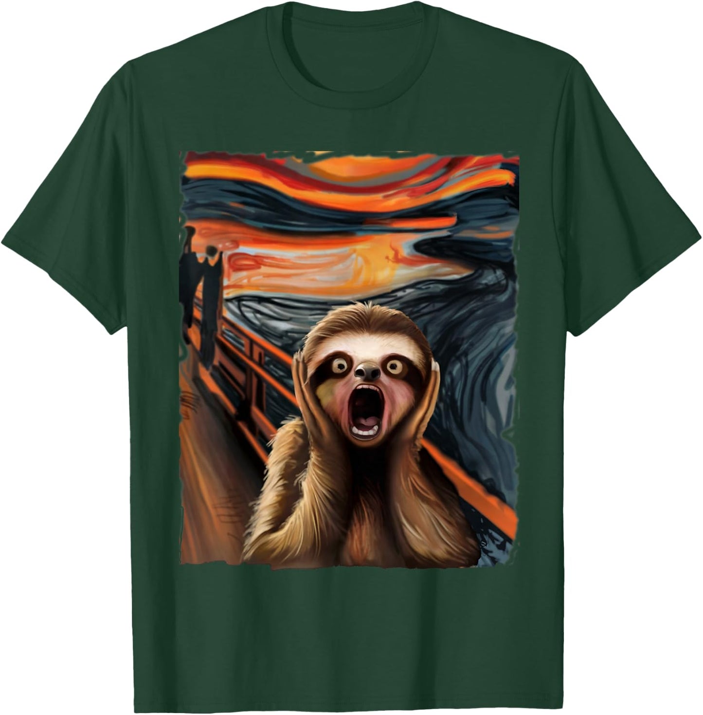 Expressionist Scream Sloth Lovers Sloth Scream Parody Art T-Shirt - T-Shirt | Forest