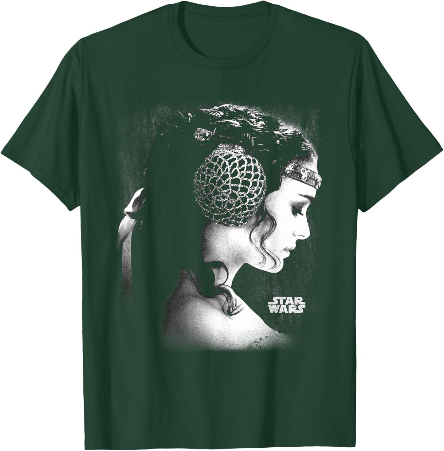 Star Wars Padme Amidala Black & White Side Profile Portrait T-Shirt - T-Shirt | Forest