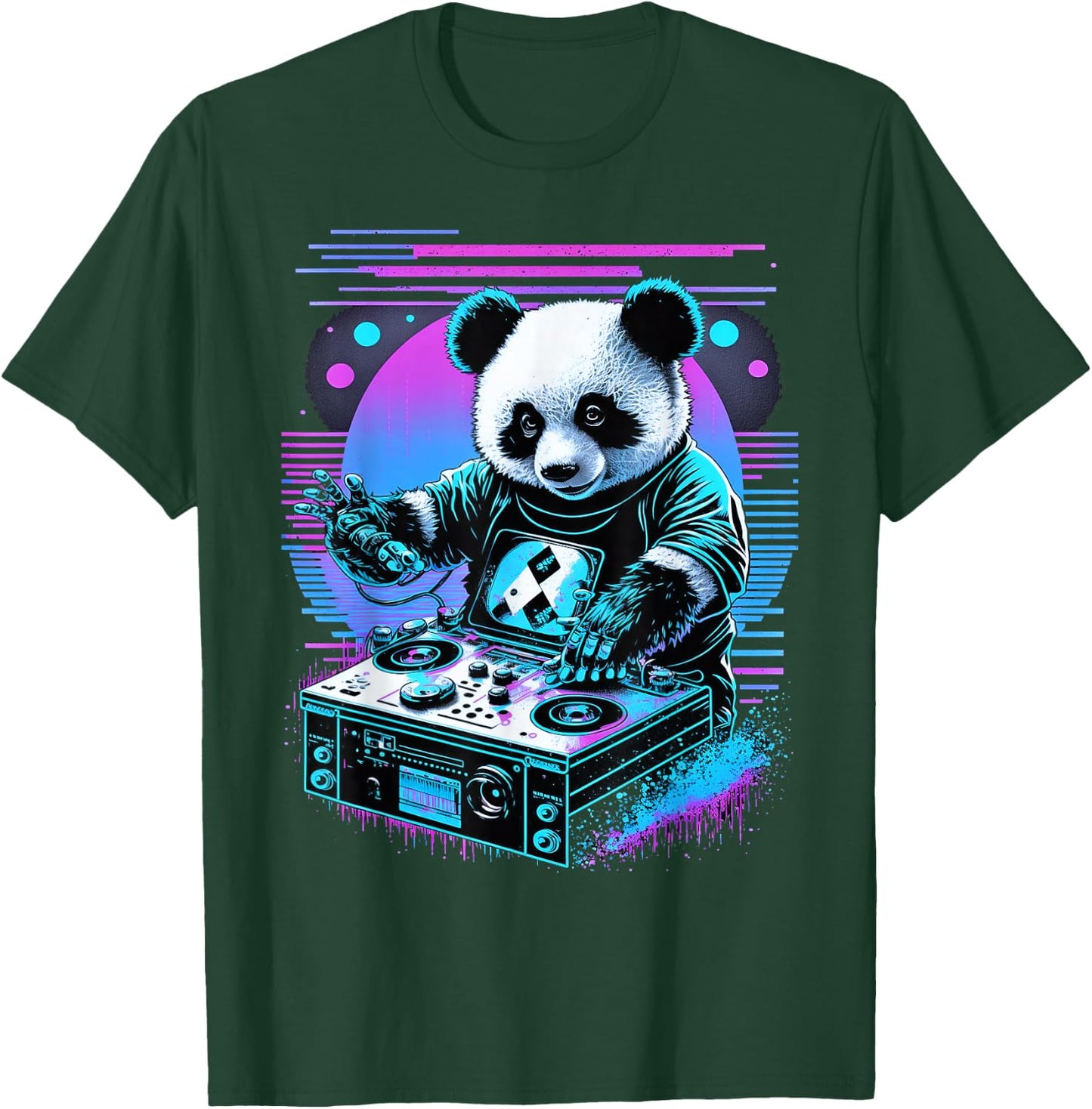 Vaporwave Music Party Panda DJ Rave T-Shirt - T-Shirt | Forest
