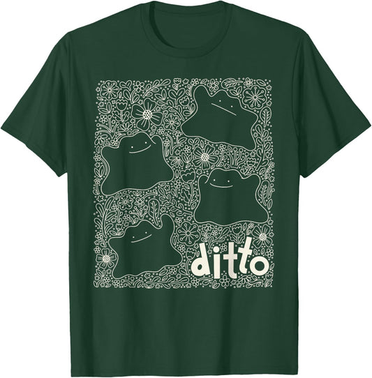 Pokémon - Generation 1 - Ditto Dainty Florals Background T-Shirt - T-Shirt | Forest
