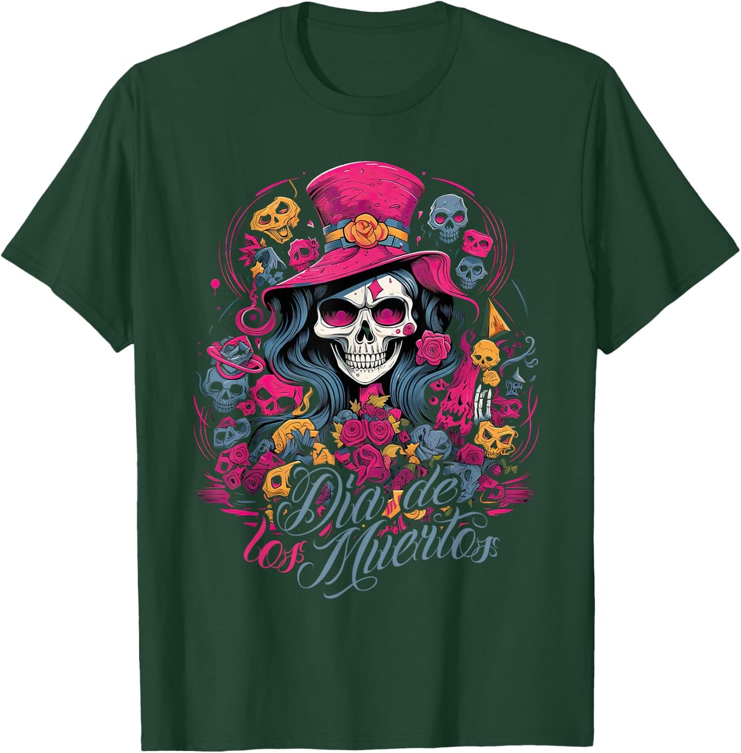 La Catrina Dress Stylish Day of the Dead Costume La Catrina , black T-Shirt - T-Shirt | Forest