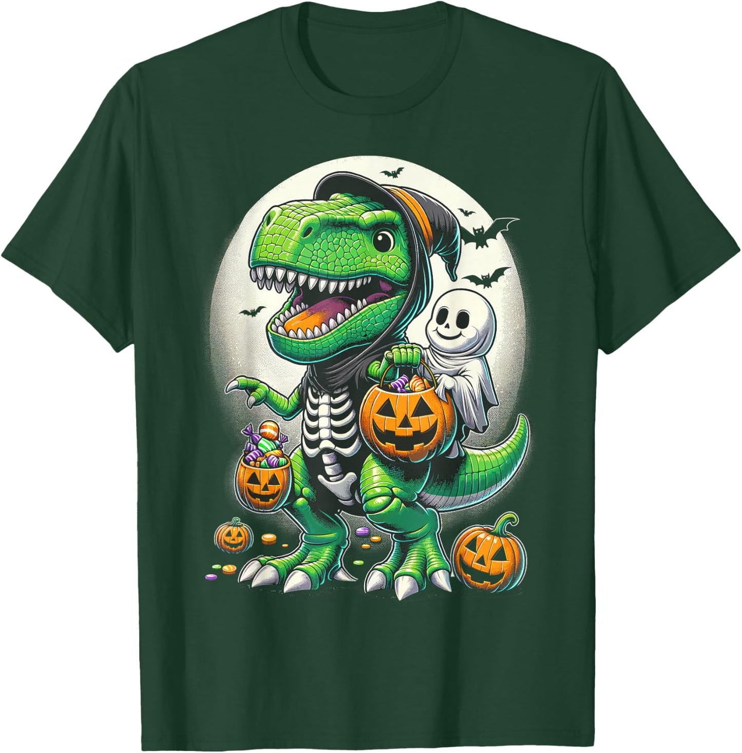 Halloween Funny T Rex Dinosaur Witch Boys Trick Treat T-Shirt - T-Shirt | Forest
