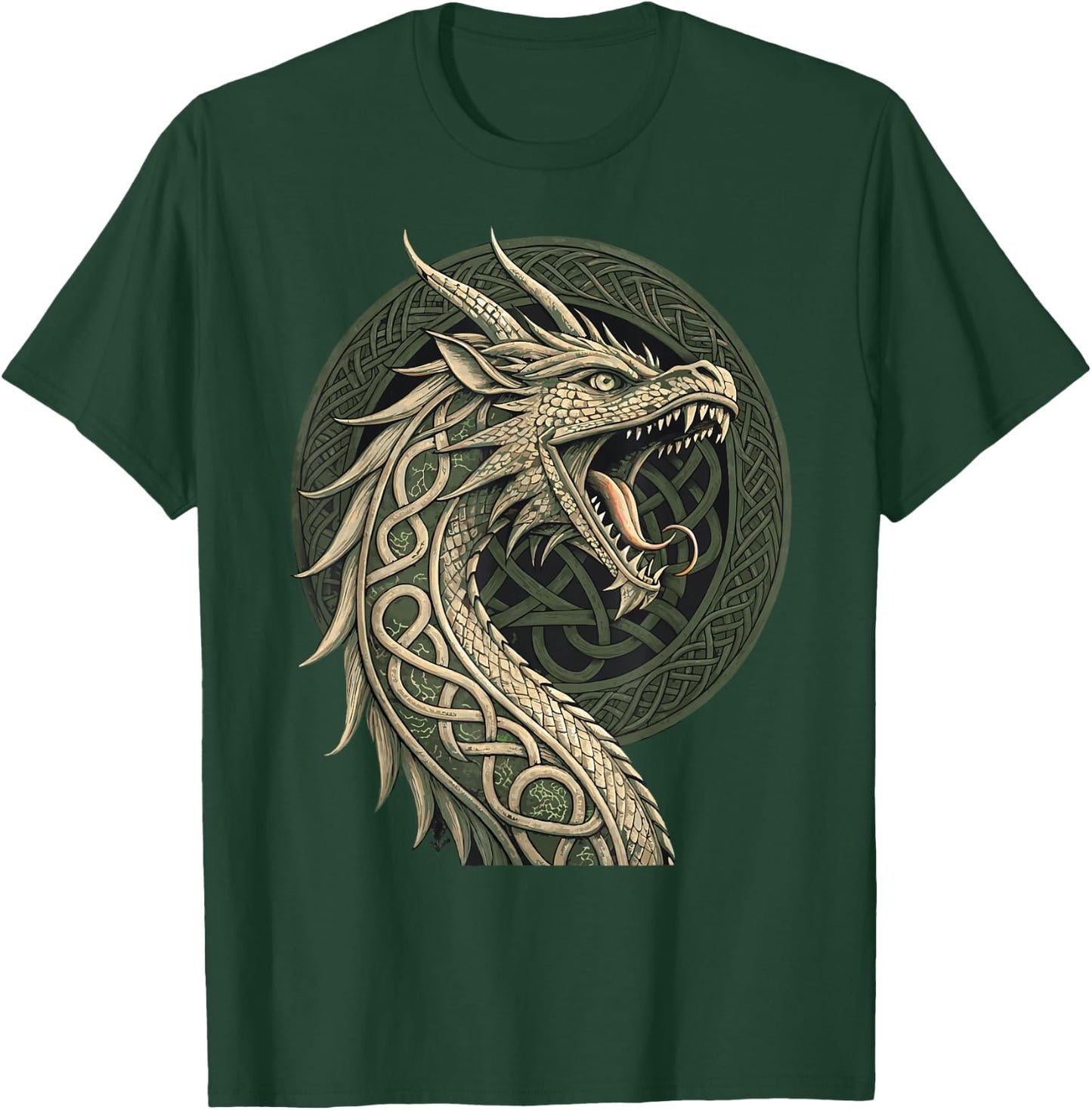 Nordic Rune Dragon – Viking Knotwork Norse T-Shirt - T-Shirt | Forest