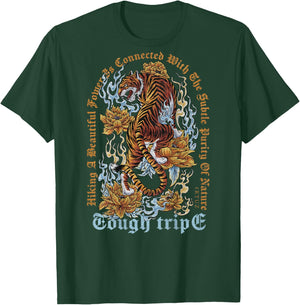 Vintage Tiger Head Backprint Streetwear Asian Tiger , black T-Shirt - T-Shirt | Forest