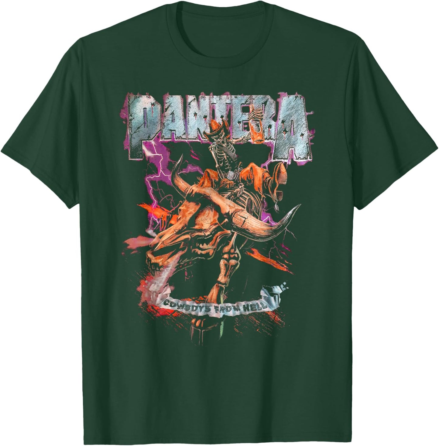 Pantera Official Cowboys of Hell Riding Skeleton , black T-Shirt - T-Shirt | Forest
