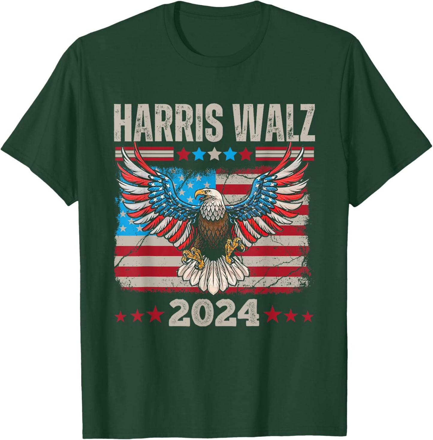 Harris Walz Waltz 2024 election distressed eagle flag T-Shirt - T-Shirt | Forest