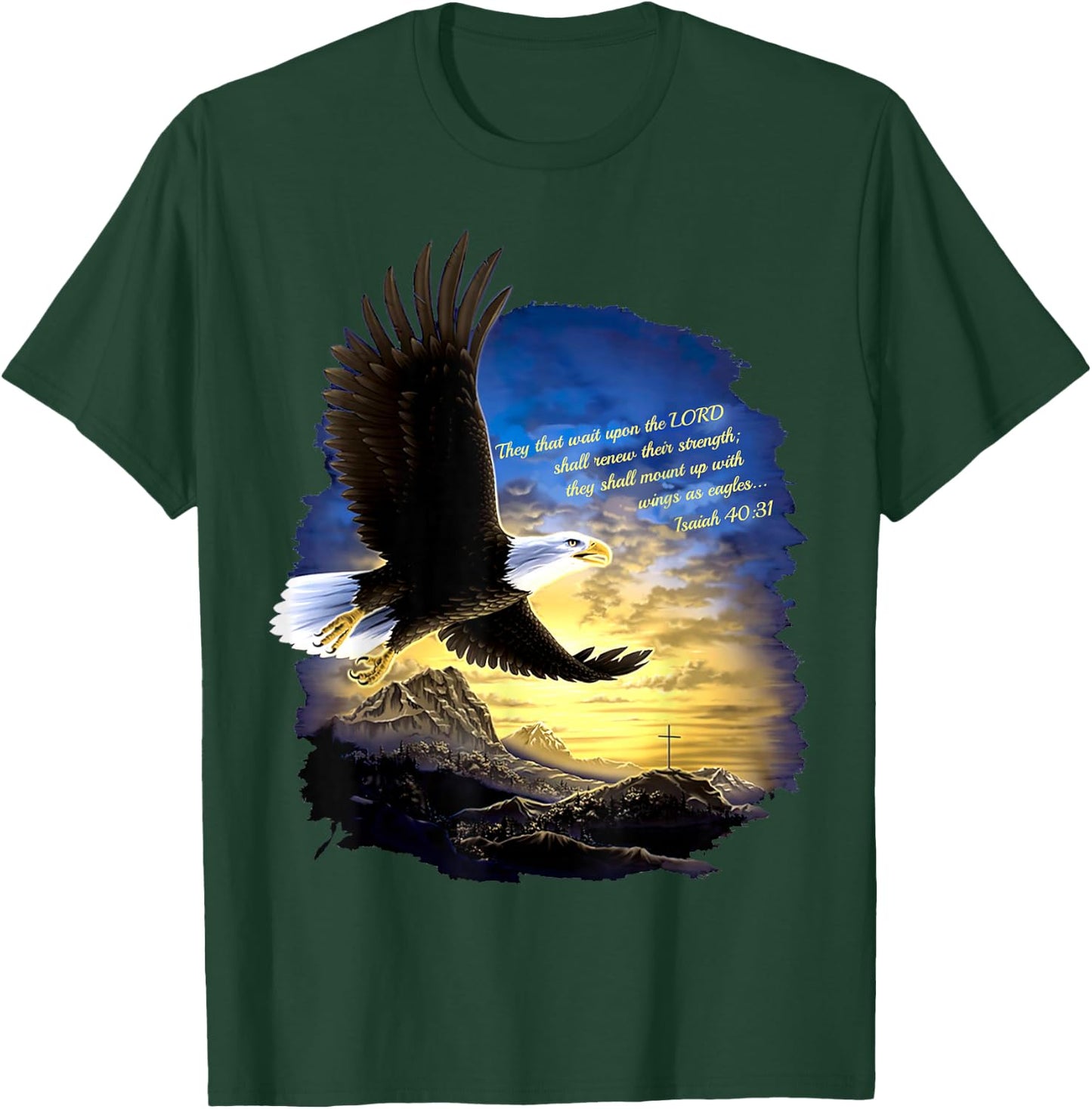Jesaja 40:31 Berg Flügel als Adler Christlicher Bibelvers T-Shirt - T-Shirt | Forest