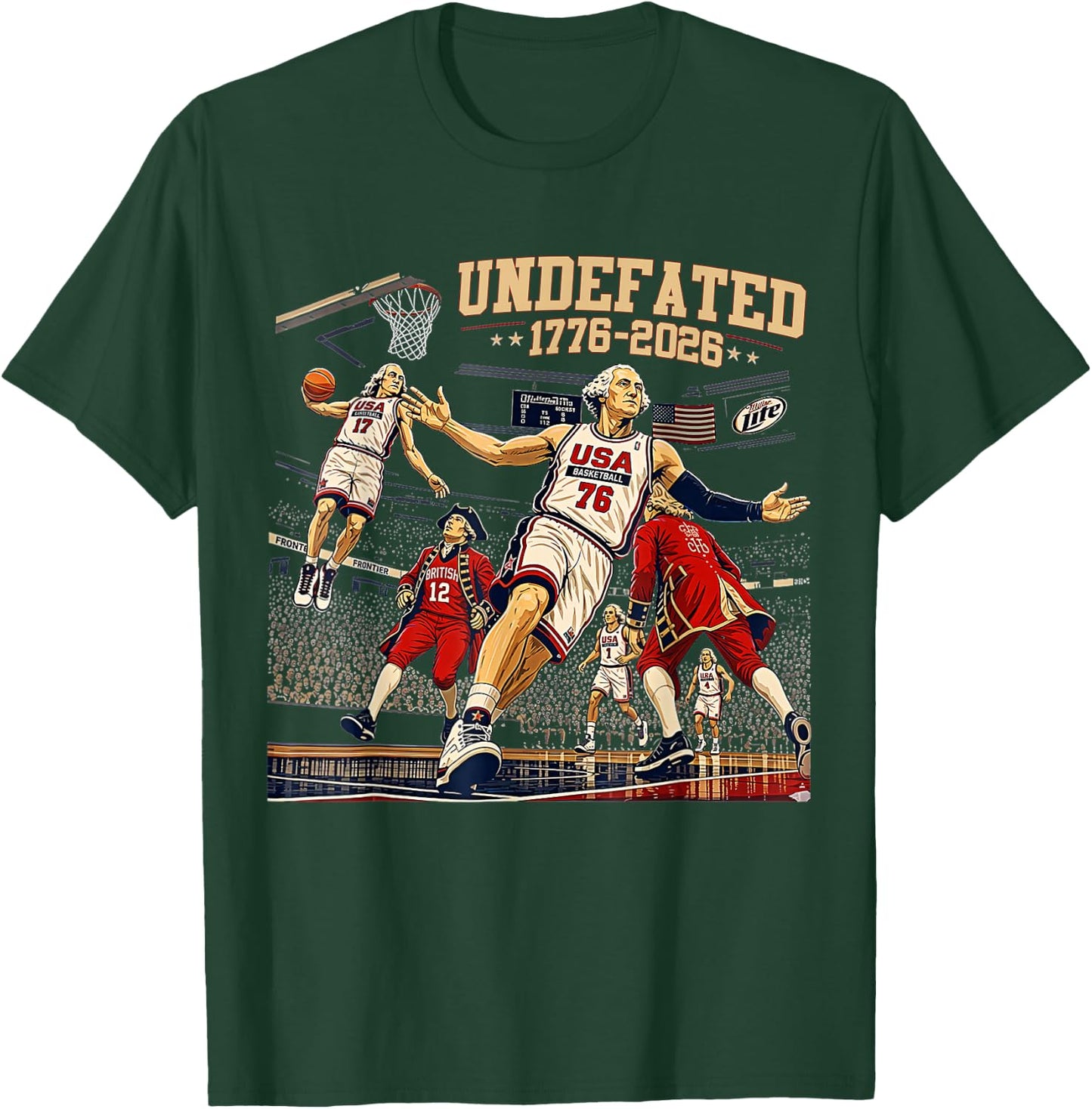 Undefeated 1776-2026 250 Years Basketball 4th of July T-Shirt - T-Shirt | Forest