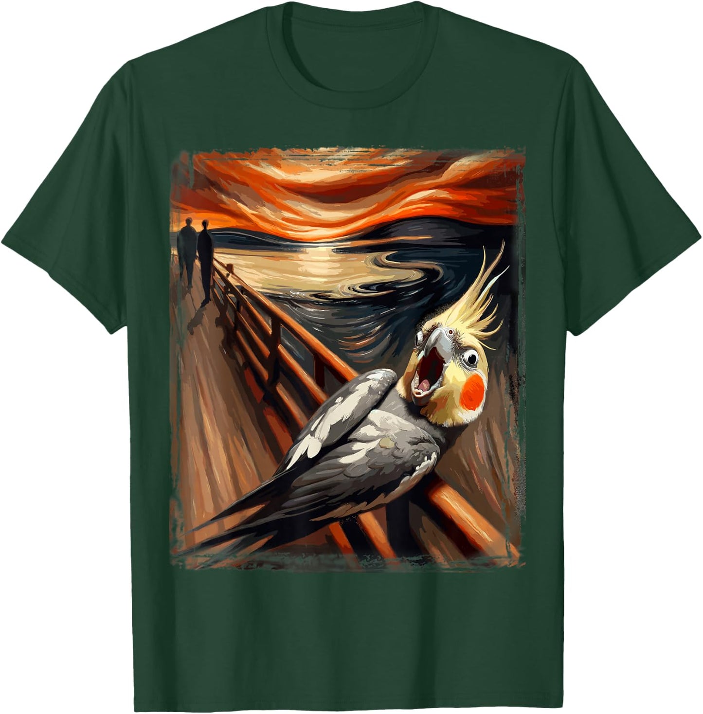Artsy Scream Parody Funny Bird Lover Sunset Art Cockatiel T-Shirt - T-Shirt | Forest
