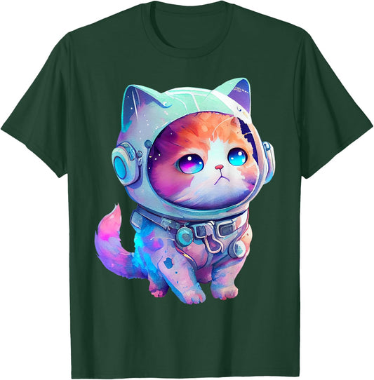 Funny Space Cat Gifts Men Women Kids Space Astronaut Cat T-Shirt - T-Shirt | Forest