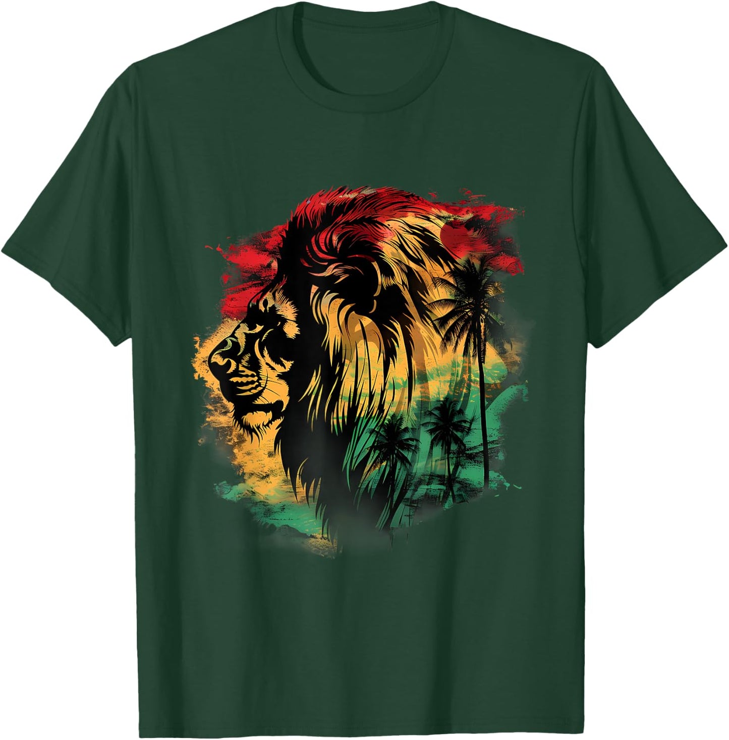 Rasta Reggae Lion Rastafarian Roots Lion Of Judah Jamaica T-Shirt - T-Shirt | Forest