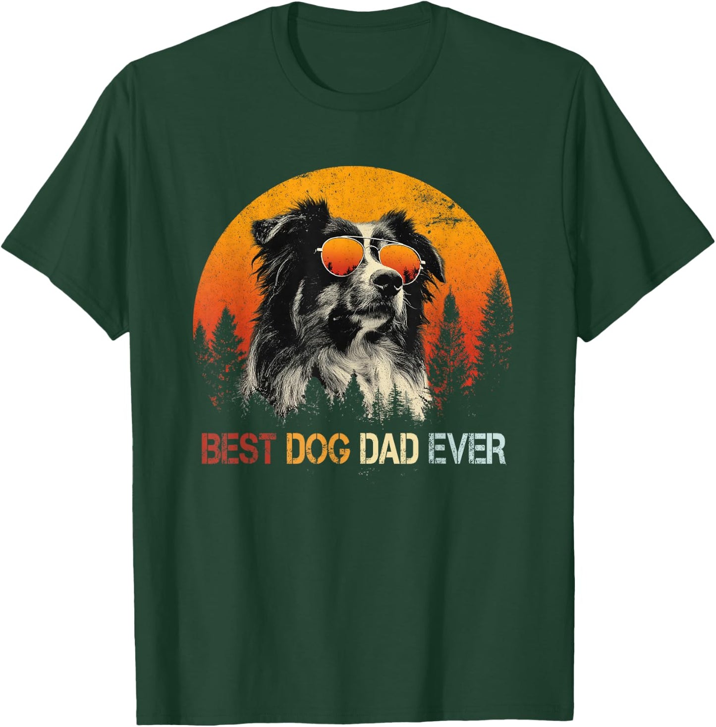 Retro Best Australian Shepherd Dog Dad Ever Fathers Day T-Shirt - T-Shirt | Forest