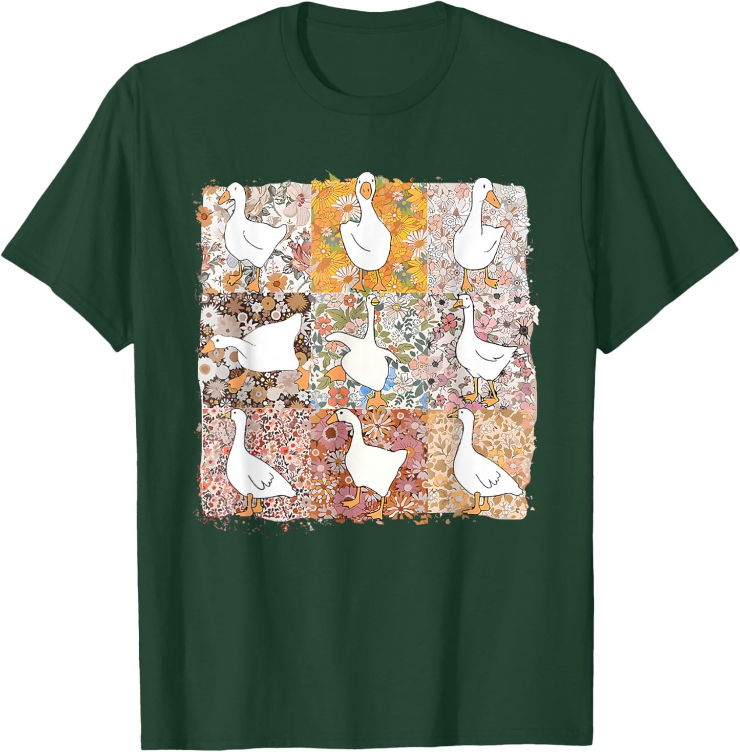 Floral Silly Goose Boho Mama Mom Farm Duck Animal Goose Meme T-Shirt - T-Shirt | Forest