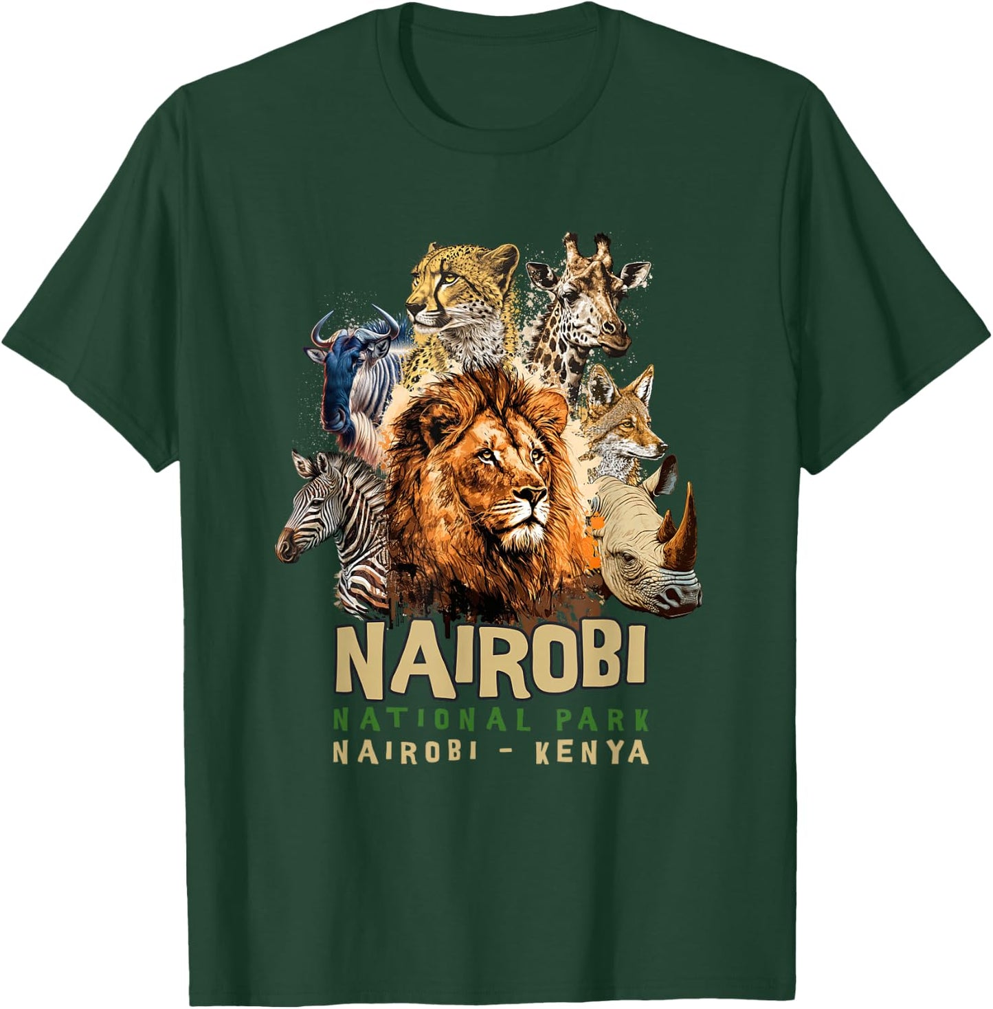 Animals in African Nairobi National Park Safari Kenya T-Shirt - T-Shirt | Forest