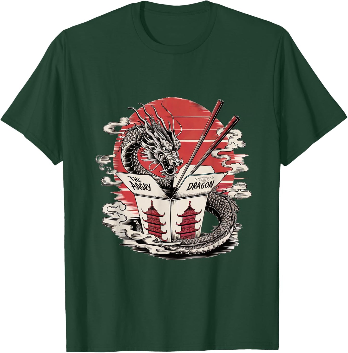 Angry Dragon Takeout – Asian Food Box & Ramen Dragon Design T-Shirt - T-Shirt | Forest