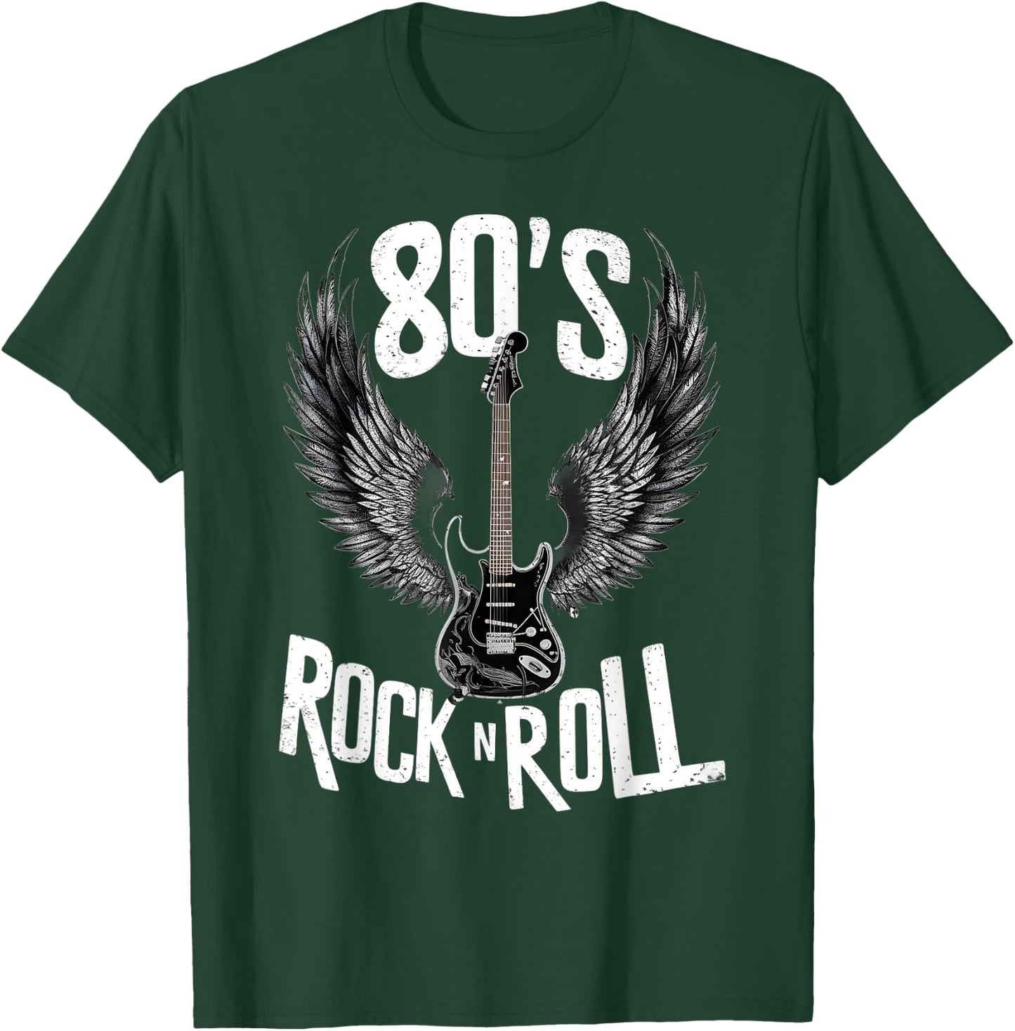 Vintage Guitar Wings, Music Rock & Roll Retro 70s & 80s , Black, S T-Shirt - T-Shirt | Forest