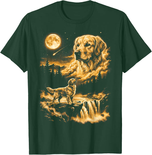 Golden Retriever Howling to The Moon T-Shirt - T-Shirt | Forest