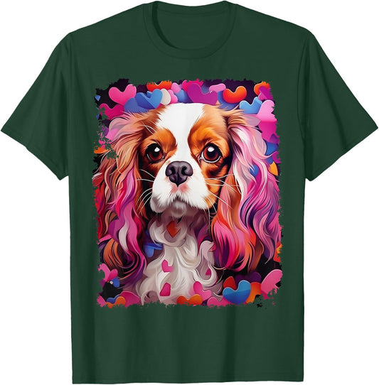 Pop Art Dog Cavalier King Charles Spaniel Valentine's Day T-Shirt - T-Shirt | Forest