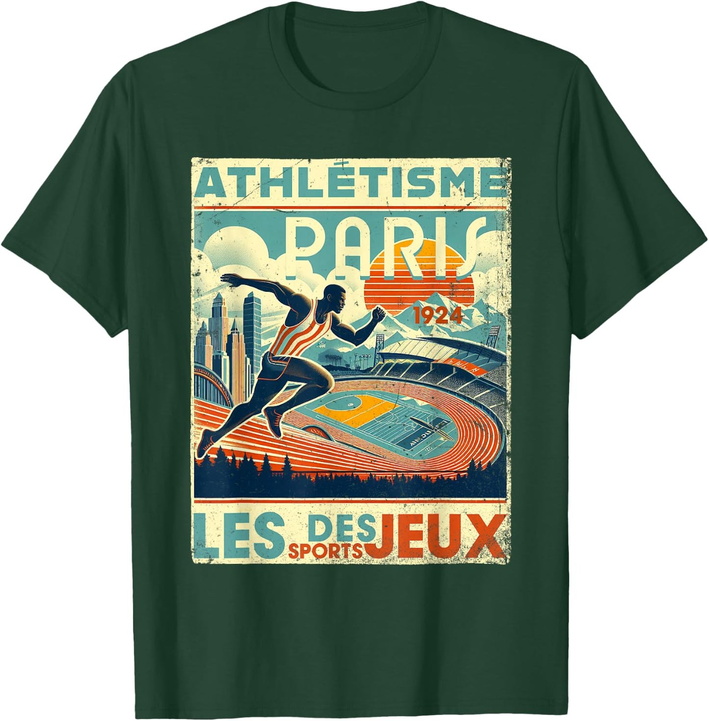 Paris Athletics 1924 The Games , black T-Shirt - T-Shirt | Forest