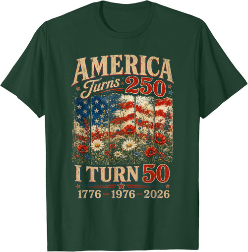 Retro Funny America Turns 250 I Turn 50 1976 50th Birthday
