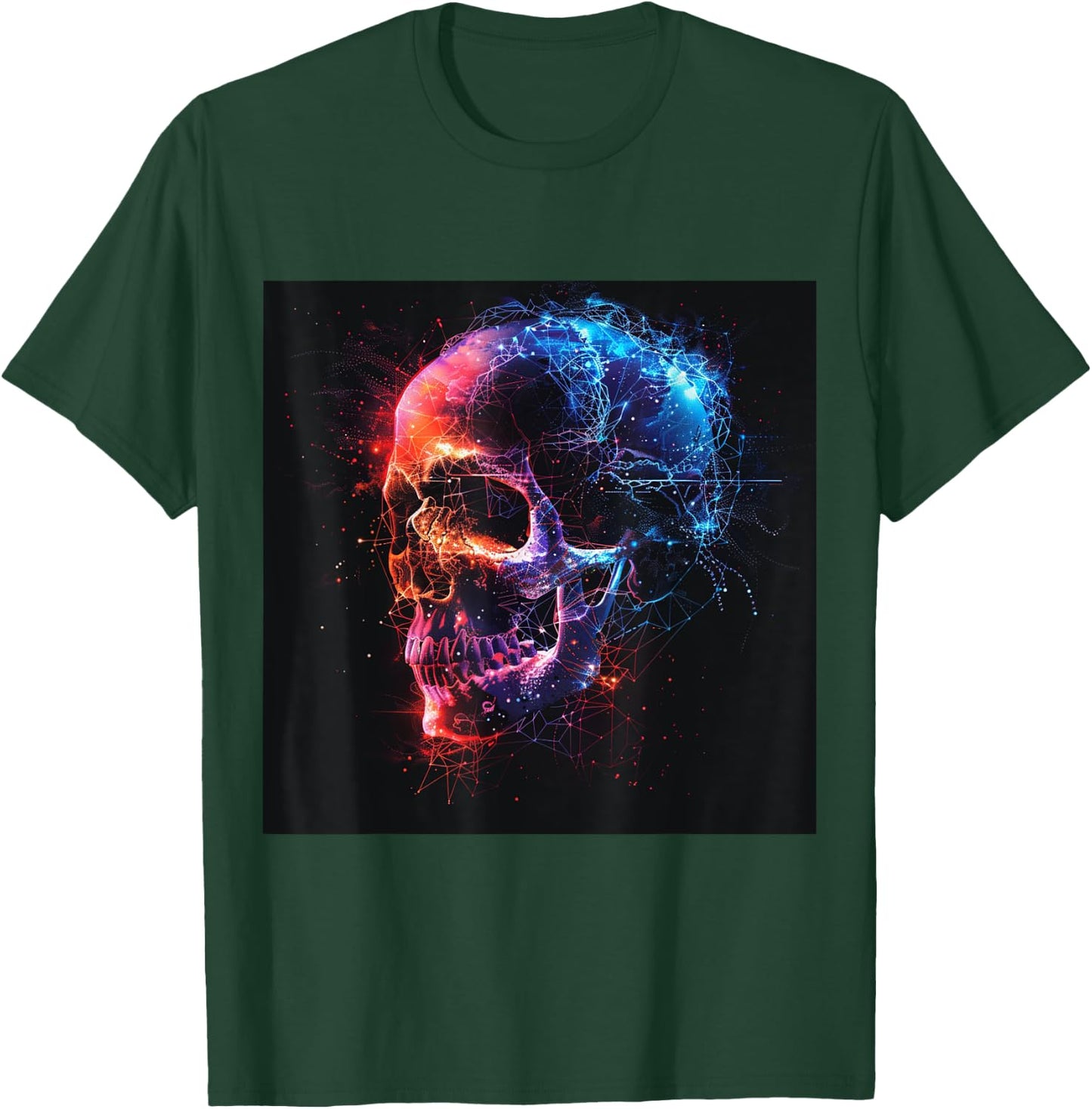 Skeleton Skull Biker Rocker Skull Punk Rock , Black, S T-Shirt - T-Shirt | Forest