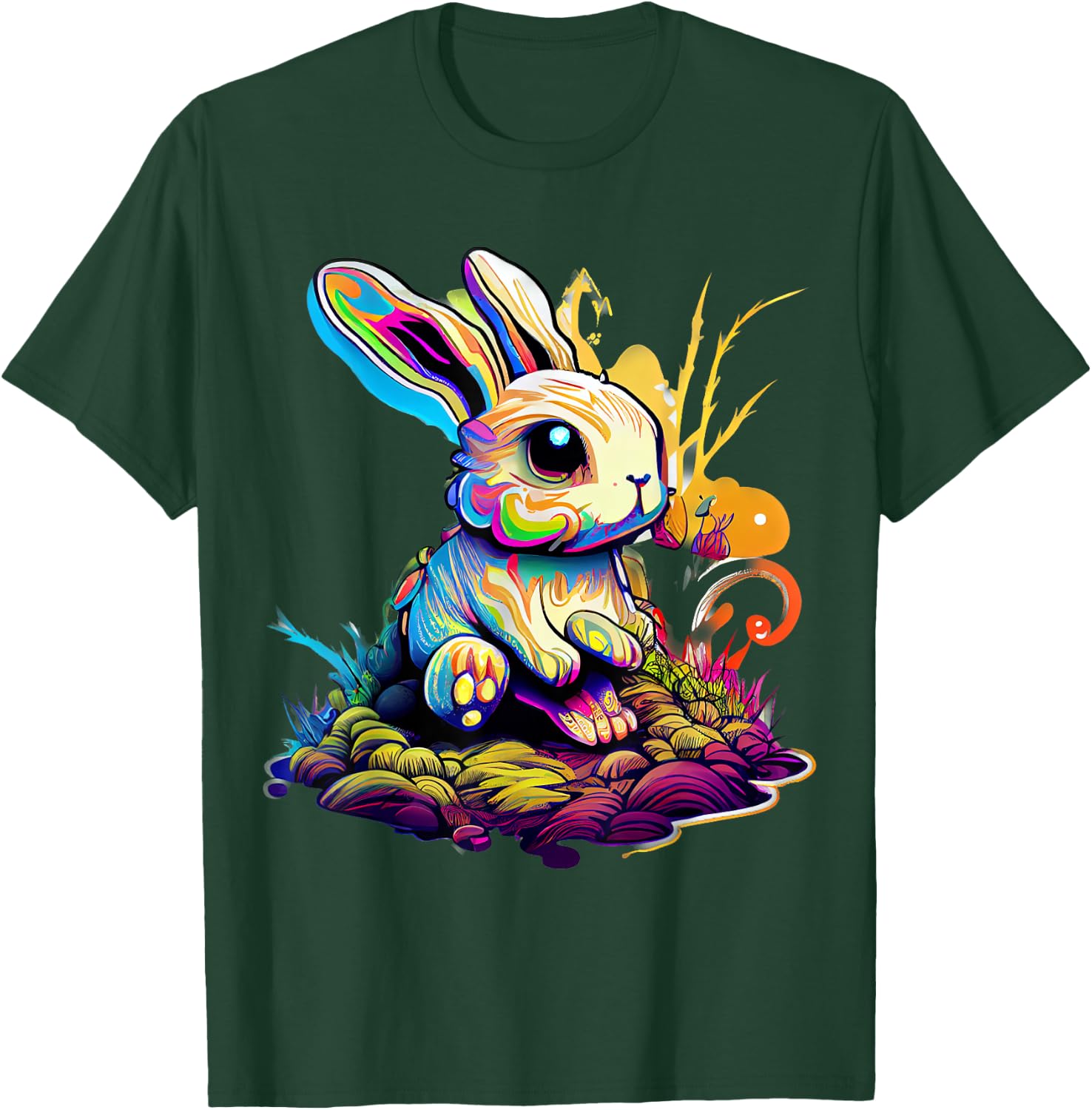 Bounce in Easter with this cute women's rabbit , black T-Shirt - T-Shirt | Forest