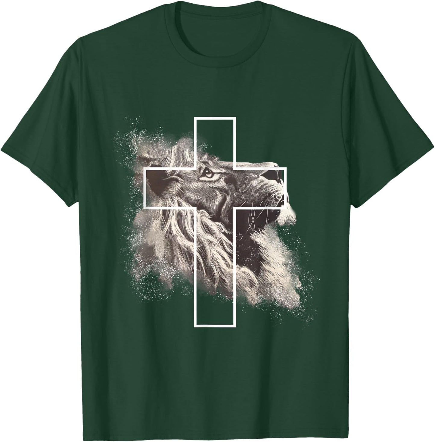 Jesus Lion of Judah, Christian Cross T-Shirt - T-Shirt | Forest