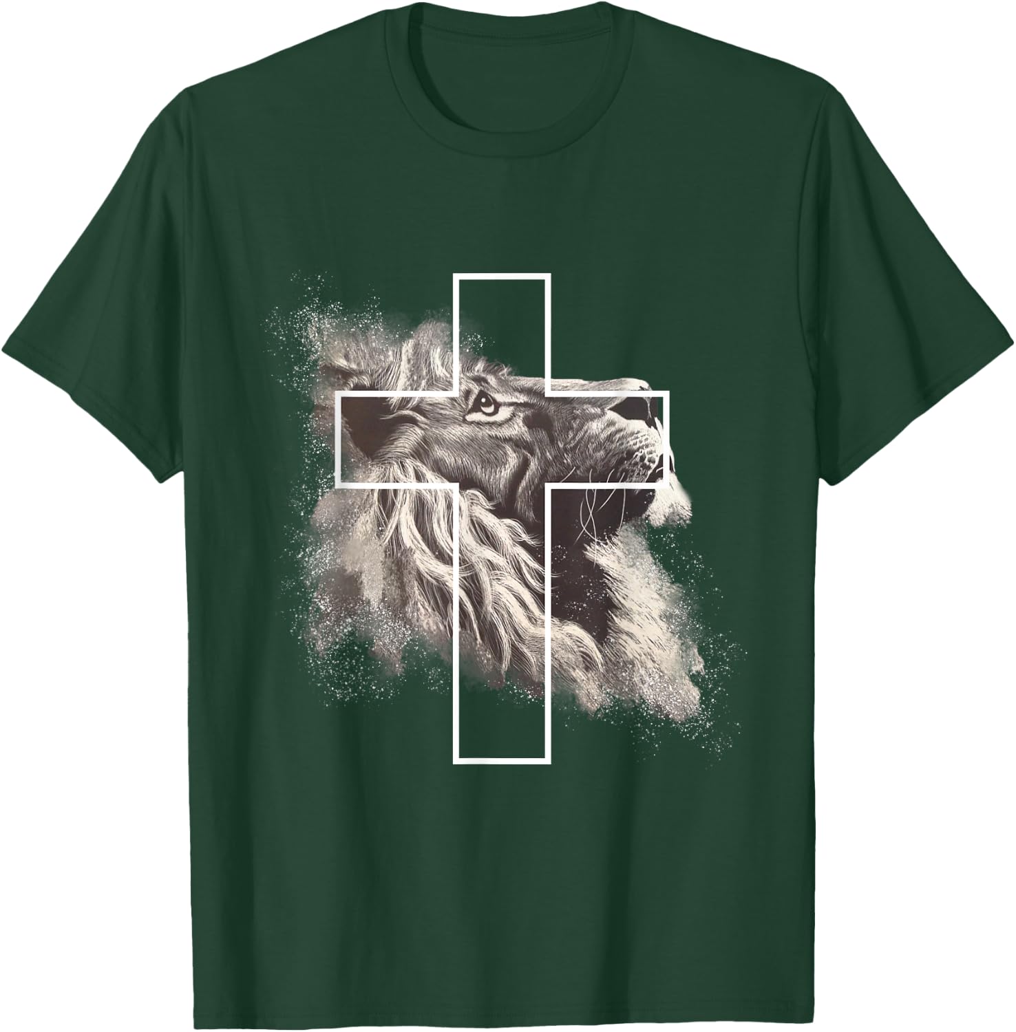 Jesus Lion of Judah, Christian Cross T-Shirt - T-Shirt | Forest