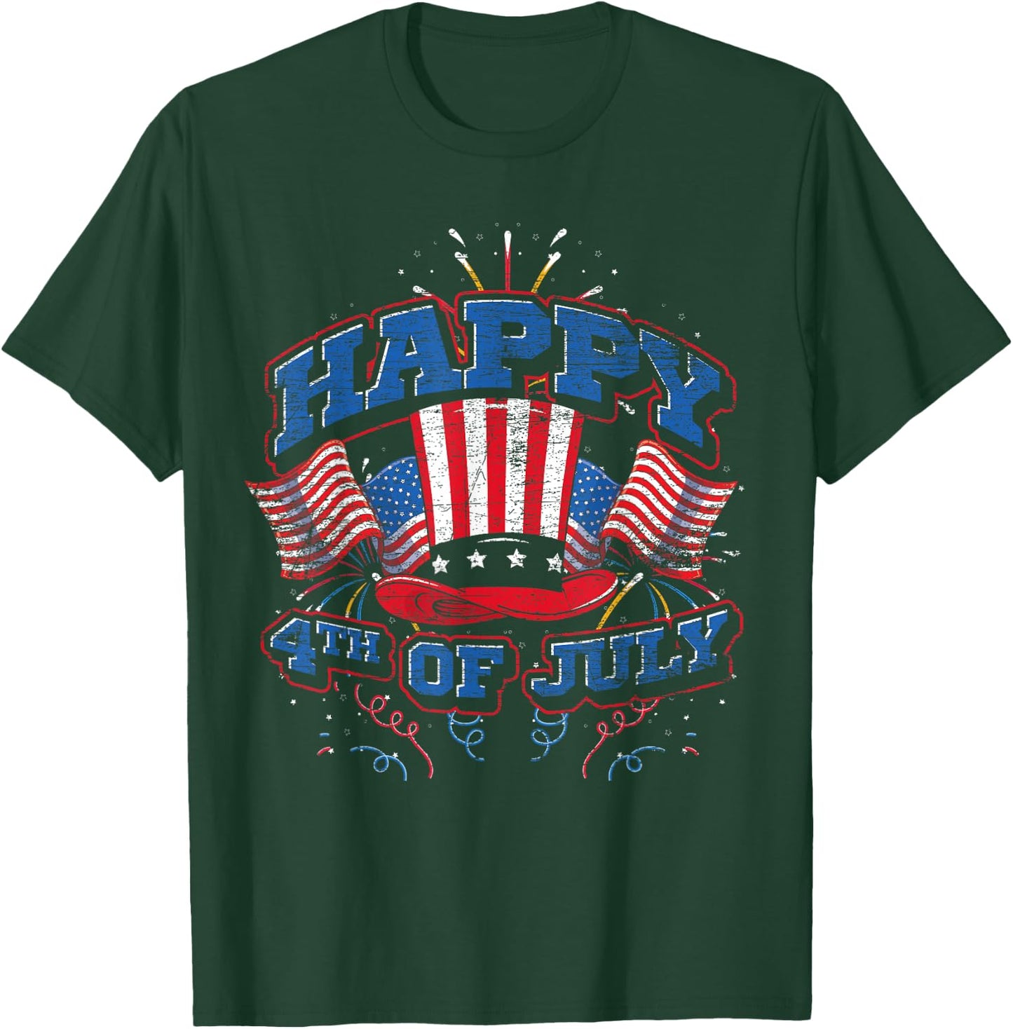 Happy 4th of July US Flag Liberty American 4th of July T-Shirt - T-Shirt | Forest