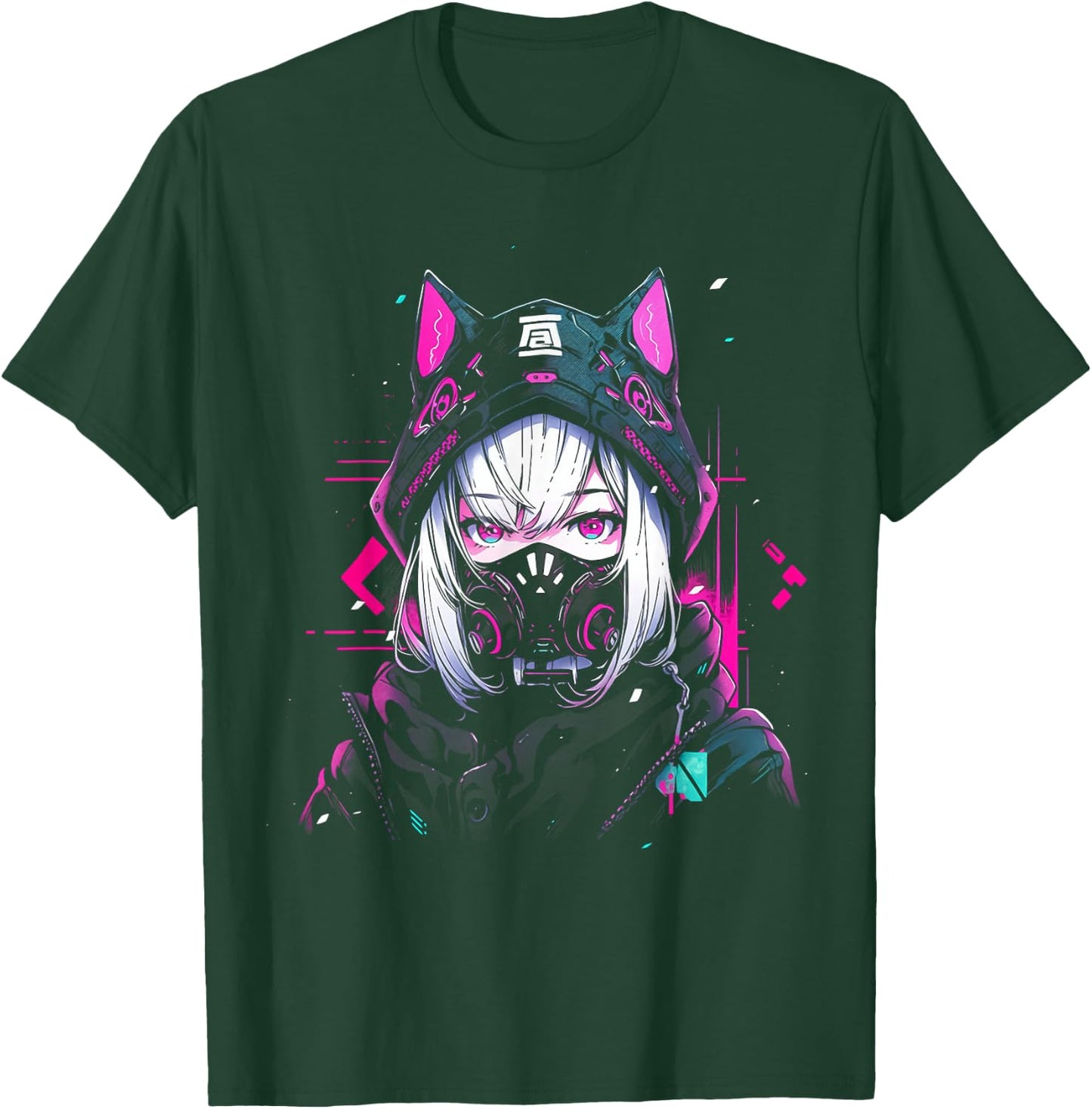 Anime Manga Cyberpunk Aesthetic Techwear Harajuku , black T-Shirt - T-Shirt | Forest