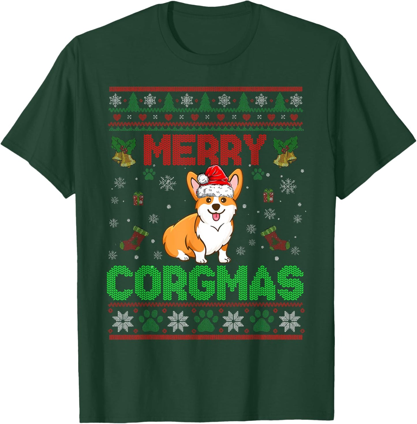 Corgi Christmas Sweater Cool Merry Corgmas Xmas T-Shirt - T-Shirt | Forest