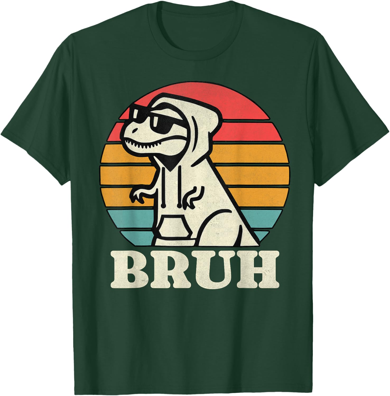 Retro Bruh T Rex Dinosaur Teen Sayings Teenage Boys Funny T-Shirt - T-Shirt | Forest