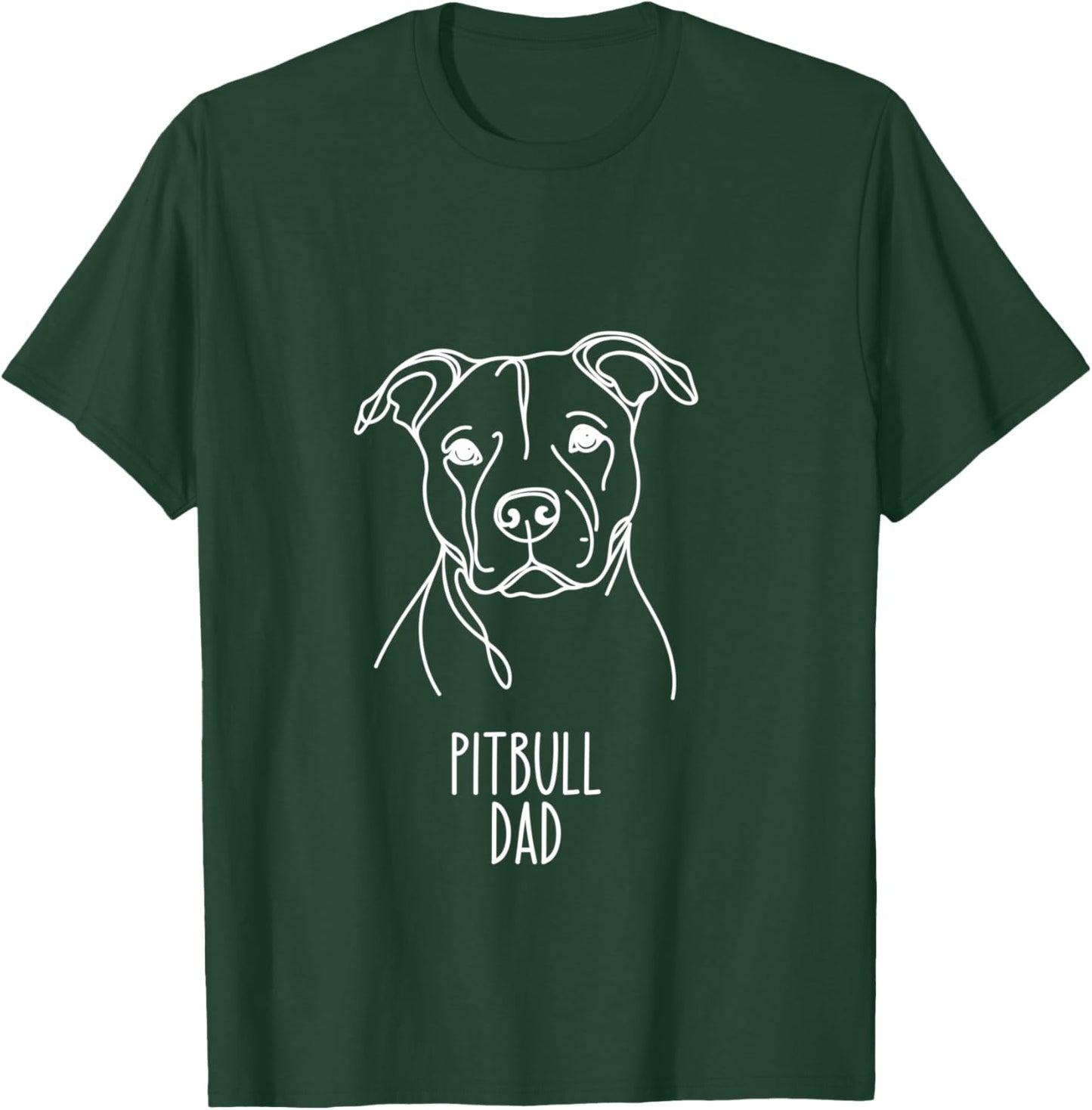 Line Art Best Dog Dad Men - Pitbull T-Shirt - T-Shirt | Forest