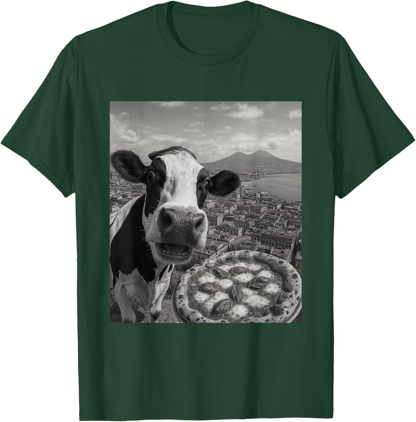 Cow Pizza Selfie Funny Italy Meme Design T-Shirt - T-Shirt | Forest