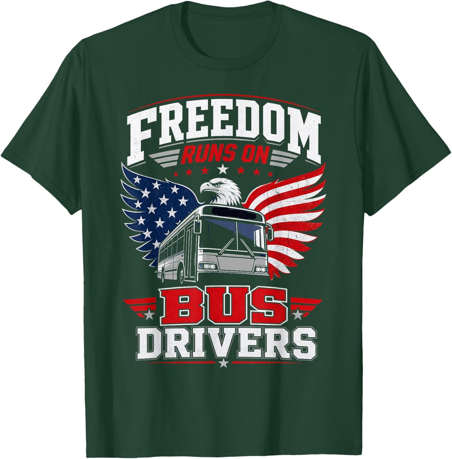American Bus Driver Patriotic USA Transit Operator T-Shirt - T-Shirt | Forest