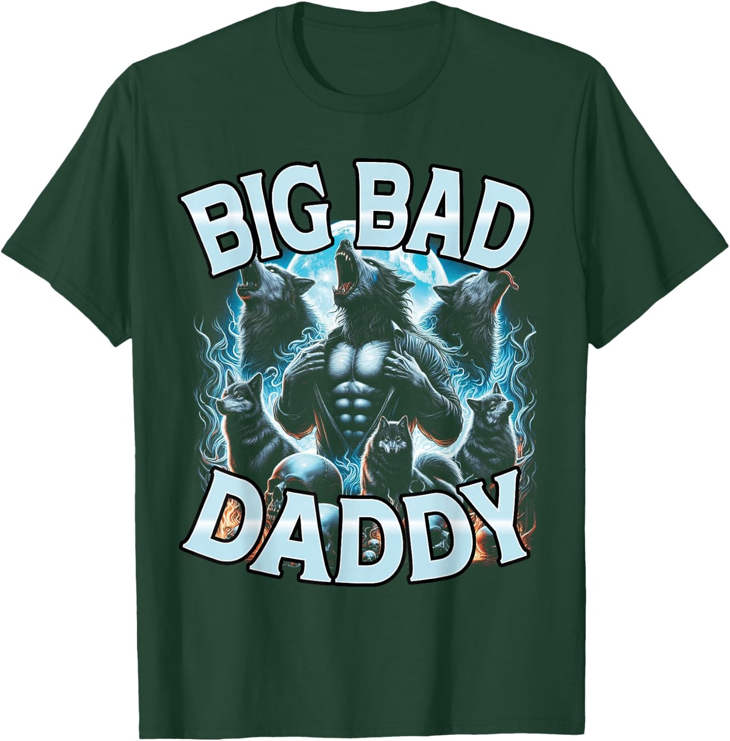 Big Bad Daddy Werewolf Moonlit Forest Adult Humor Women Men T-Shirt - T-Shirt | Forest