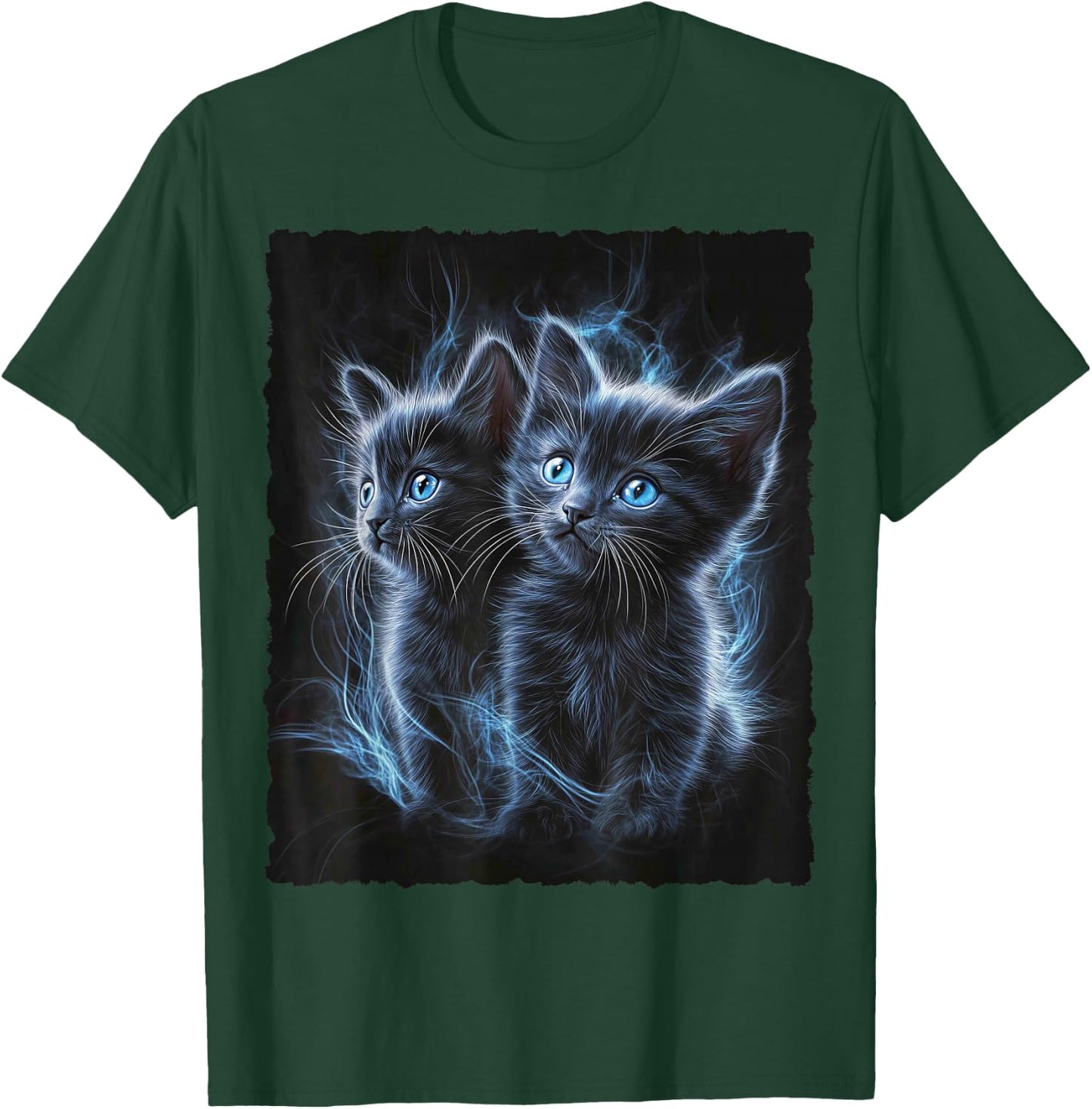 Cute Magic Cat Kitten Fantasy Art , black T-Shirt - T-Shirt | Forest