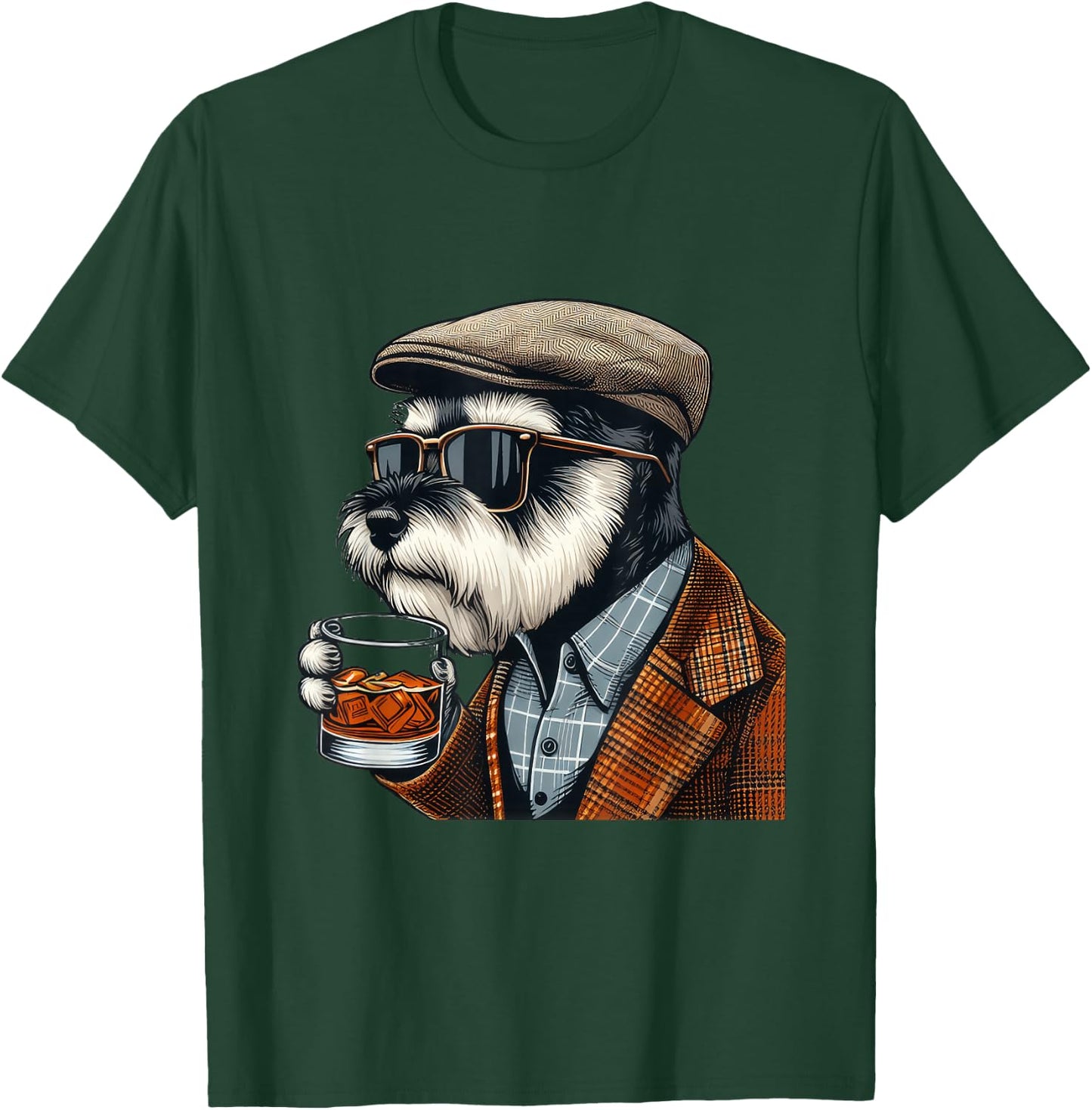 Whiskey Lover I Bourbon Drinker I Miniature Schnauzer T-Shirt - T-Shirt | Forest
