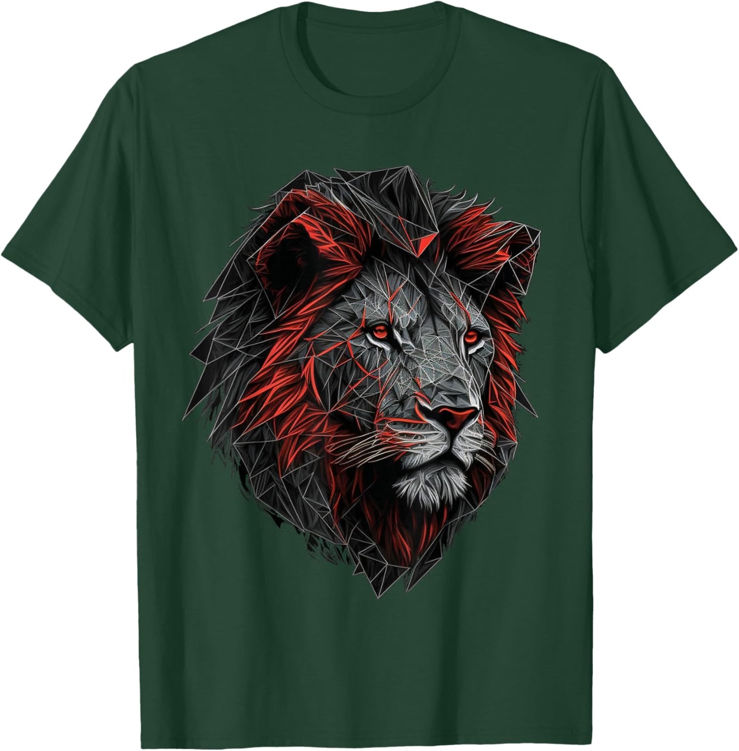 Lion Animal Print Art Polygon Lion , black T-Shirt - T-Shirt | Forest