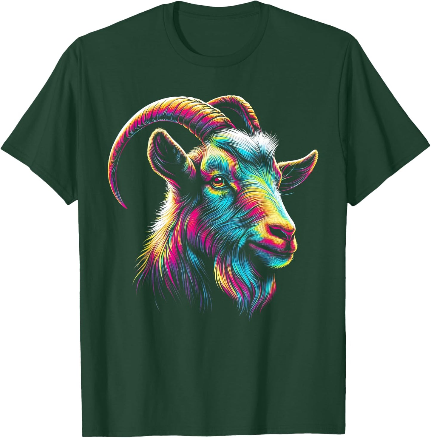 Goat Colorful Artwork | Animal Motif Goat T-Shirt - T-Shirt | Forest