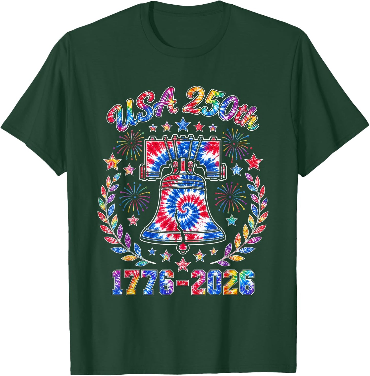 USA 250th Anniversary 1776 to 2026 Tie Dye T-Shirt - T-Shirt | Forest