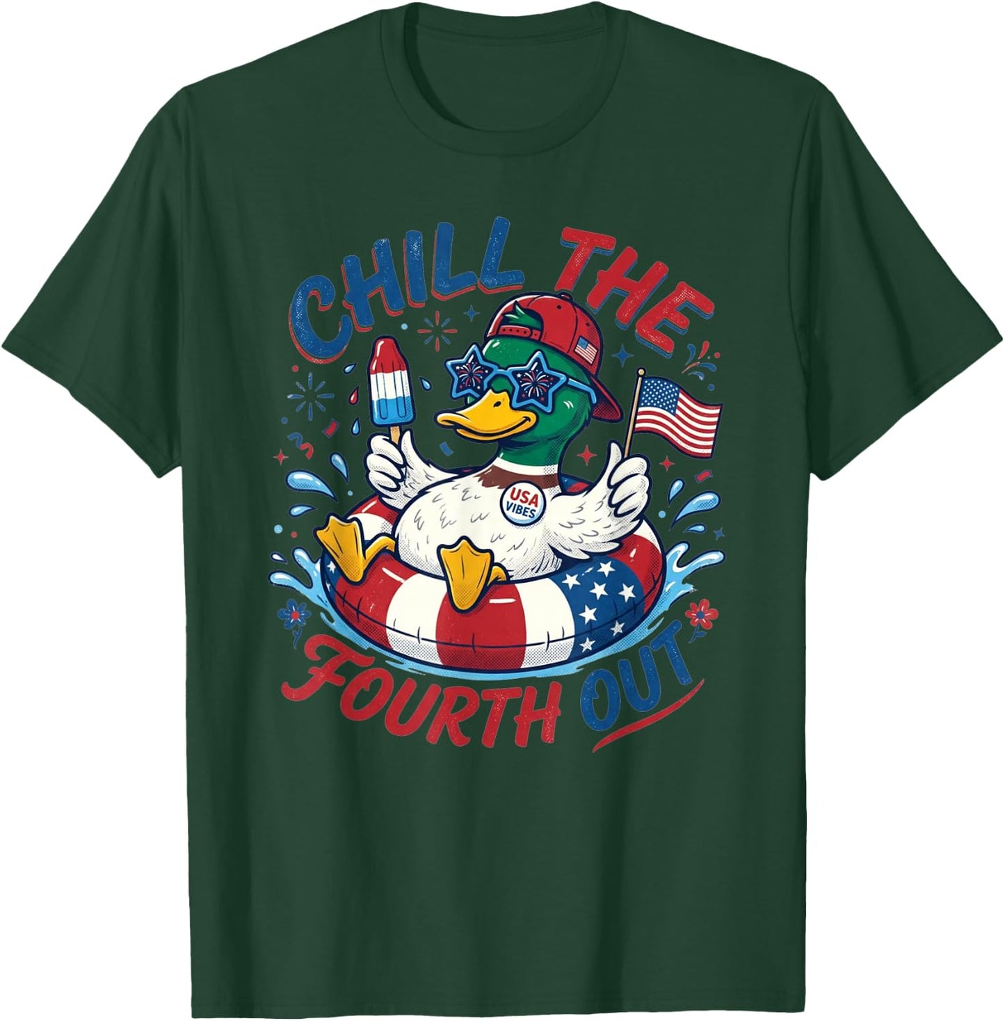 Funny Duck 4th of July Patriotic Chill The Fourth Out T-Shirt - T-Shirt | Forest