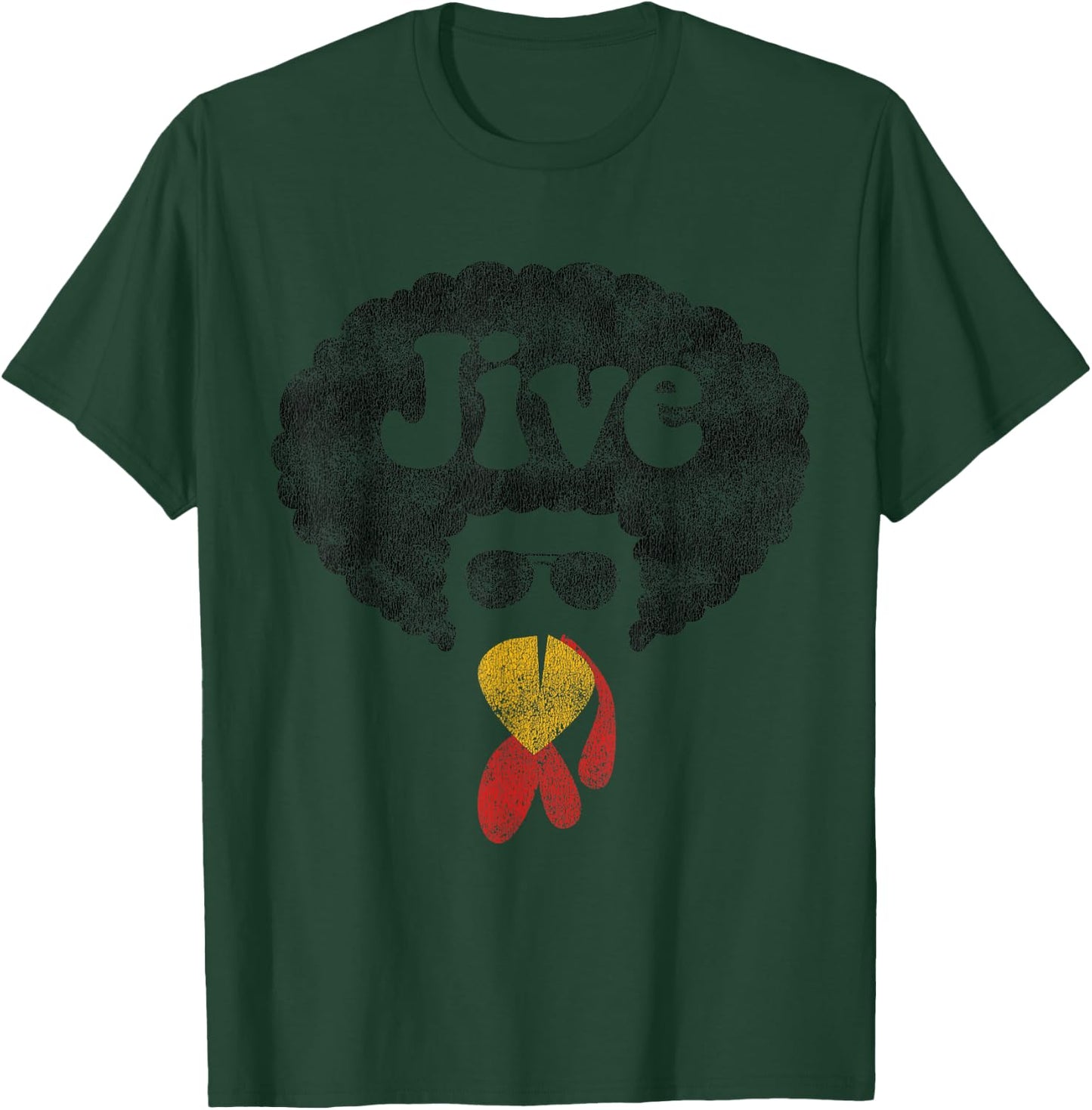 Funny Thanksgiving Jive Gift Vintage Distressed Turkey Face T-Shirt - T-Shirt | Forest