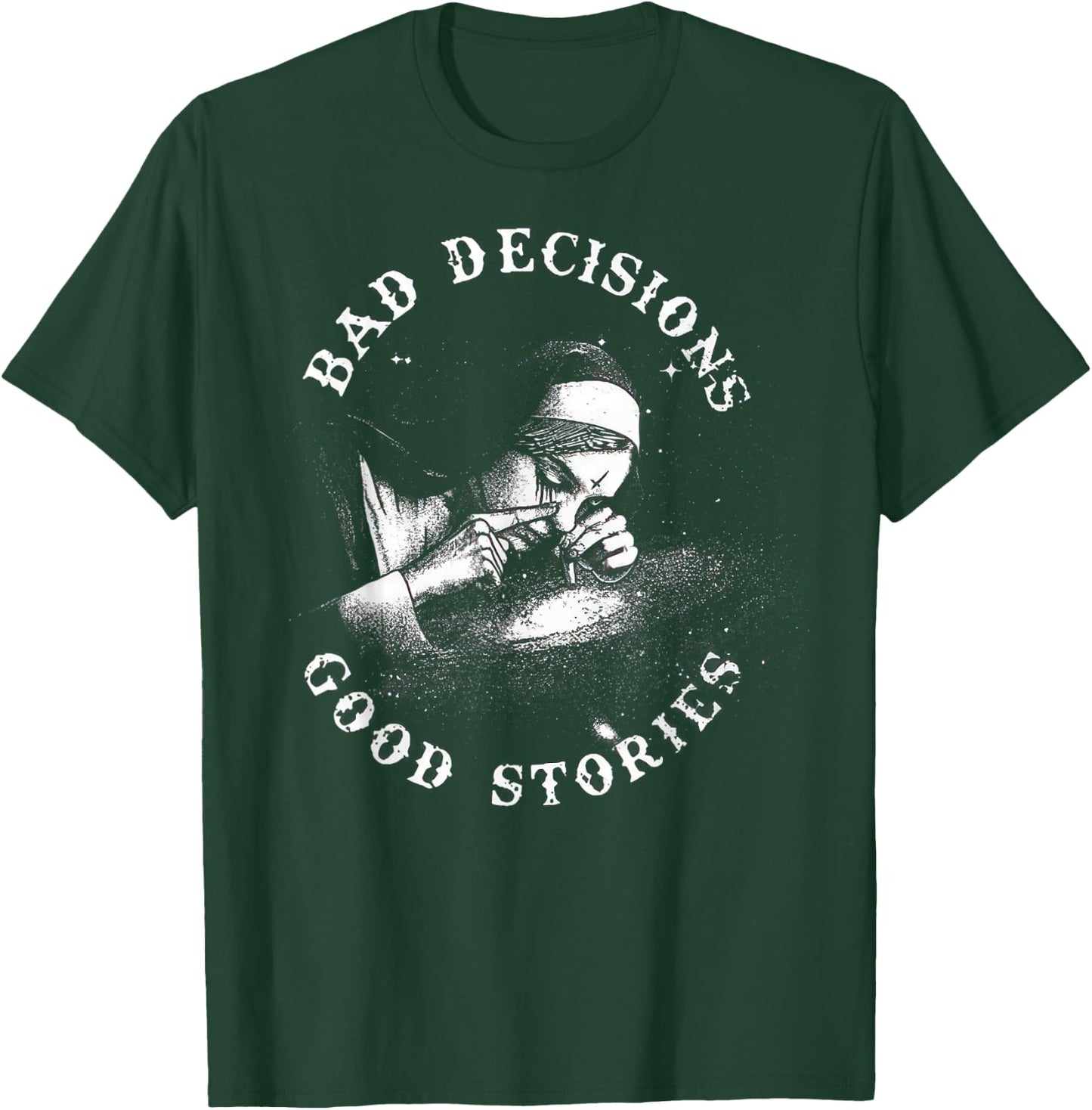 Bad Decisions Good Stories Nonne Tuxedo Unholy Drug Nun , black T-Shirt - T-Shirt | Forest