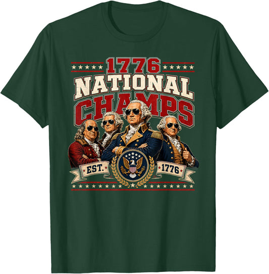 1776 National Champs Founding Fathers Funny 4th of July 250 T-Shirt - T-Shirt | Forest