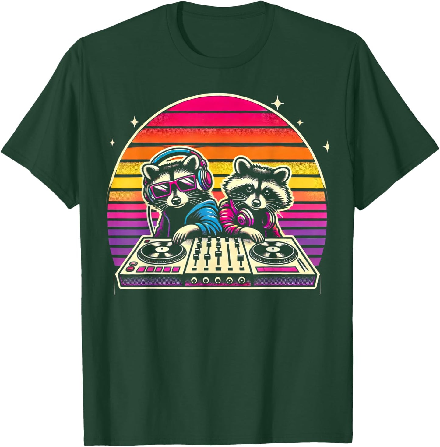 Hip Hop Raccoon Scratching Vinyl Music Raccoon DJ T-Shirt - T-Shirt | Forest