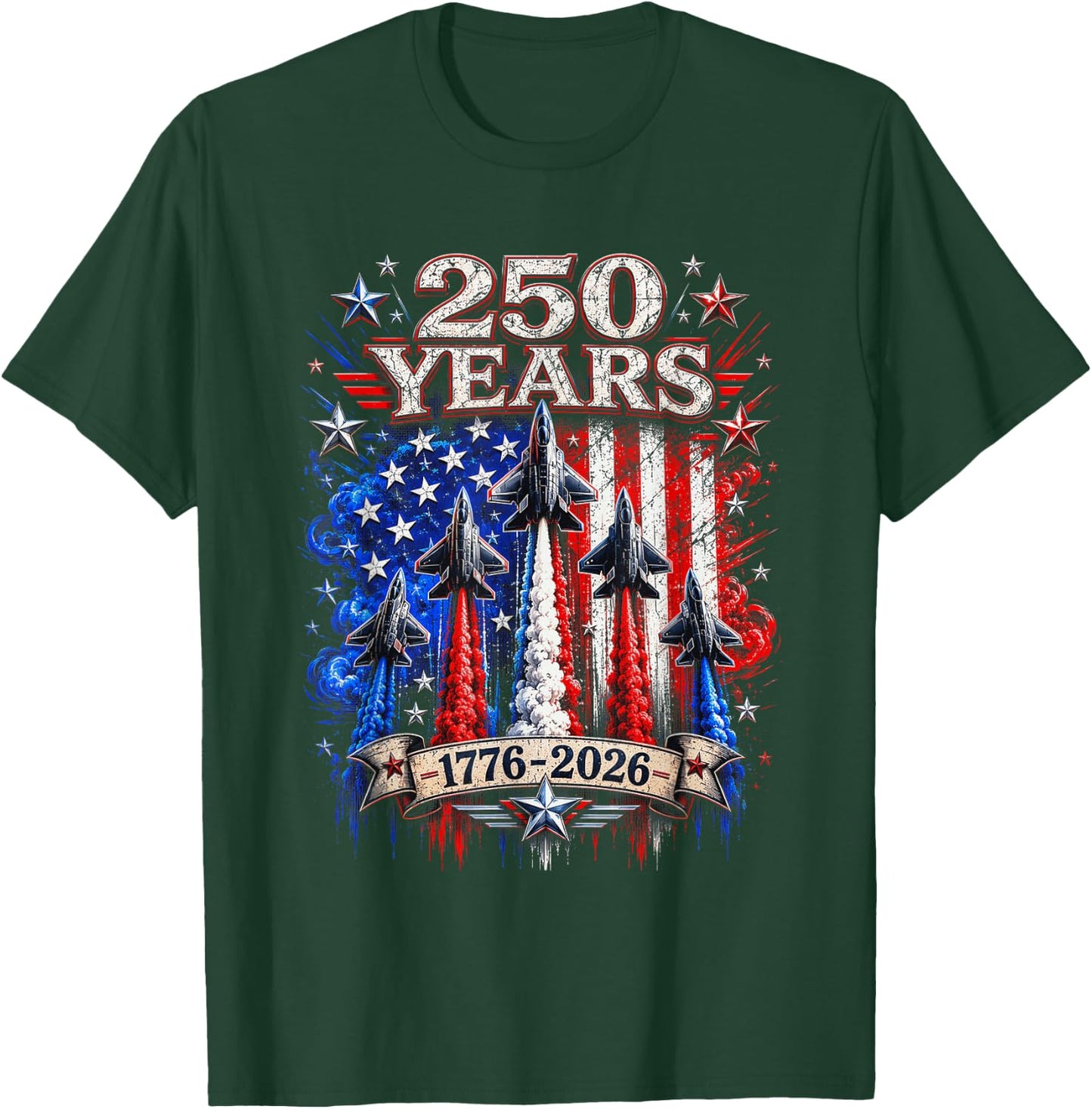 250 Anniversary USA Flag T-Shirt - T-Shirt | Forest