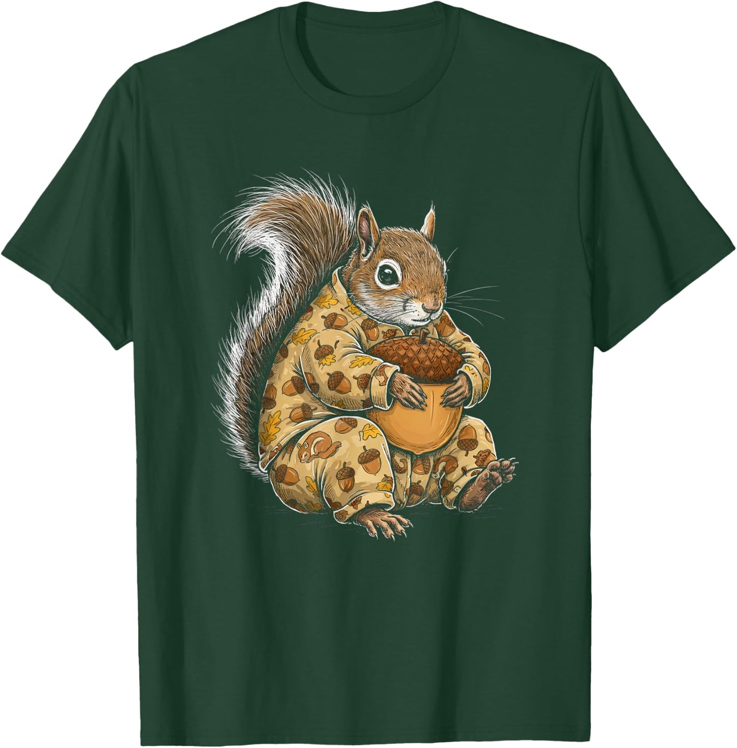 Funny Sleepy Squirrel Pajama Women Men Kids Boys And Girls T-Shirt - T-Shirt | Forest