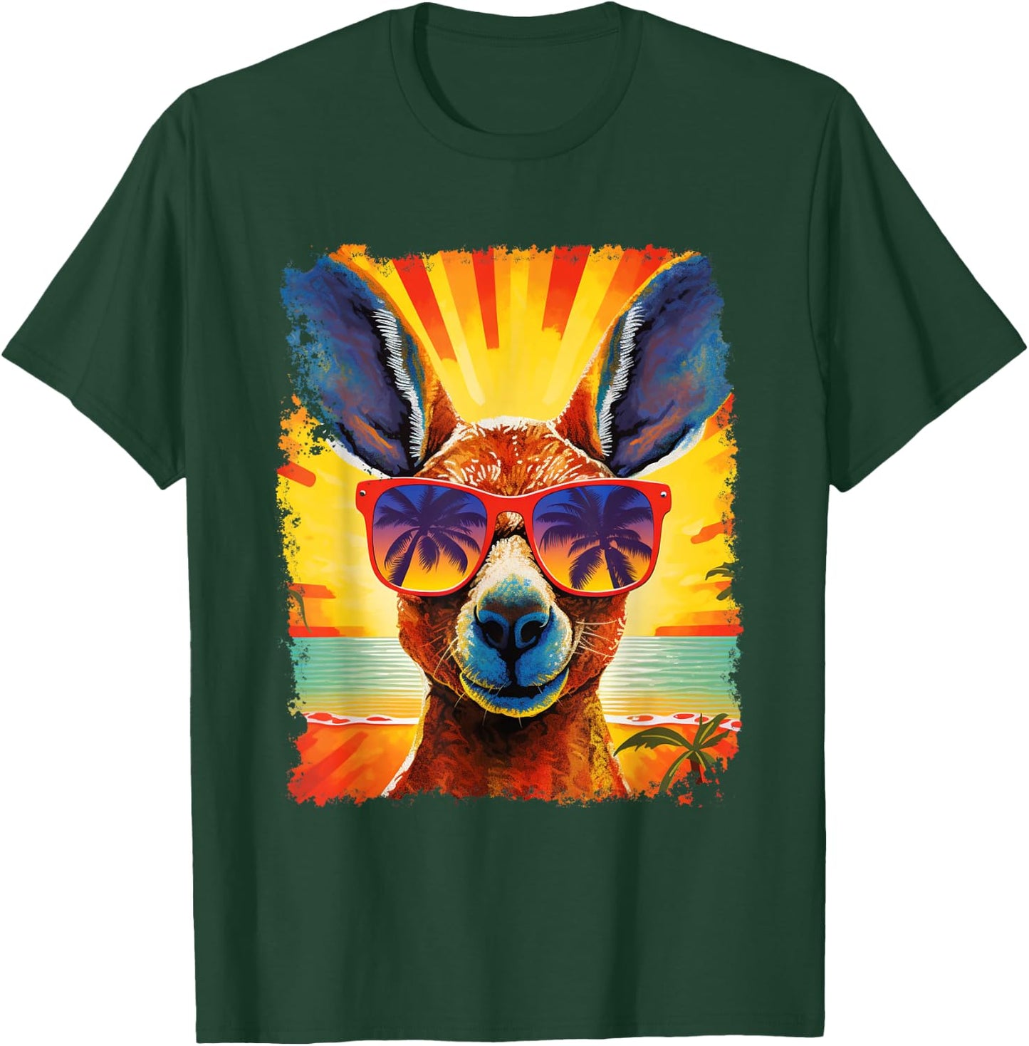 Pop Art Vintage Zoo Australia Animal Hawaiian Kangaroo T-Shirt - T-Shirt | Forest